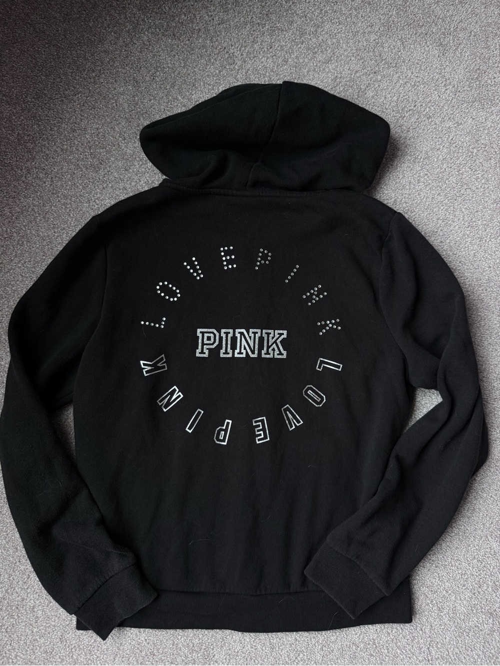 Victoria's Secret PINK Victoria's Secret Rhinestone Logo Full Zip Hoodie